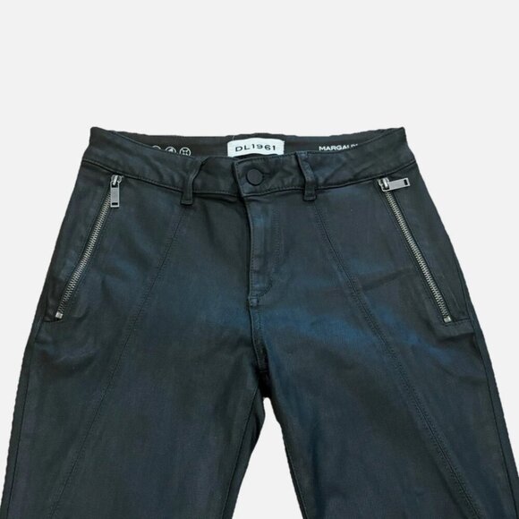 DL 1961 Women's 26" Dark Green Margaux Instasculpt Ankle Skinny Coated Jeans - Picture 2 of 5